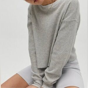 TNA Light Gray Long Sleeve Waffle Knit - Size L